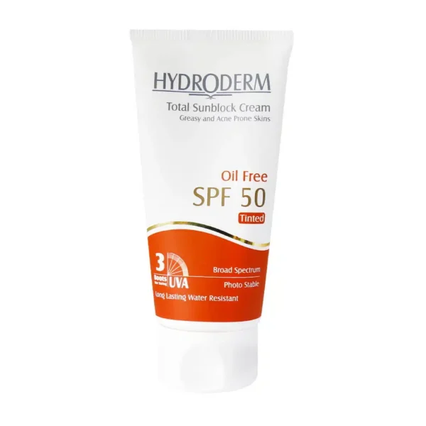 ضد آفتاب رنگی فاقد چربی هیدرودرم SPF50 مناسب پوست های چرب و آکنه دار ۵۰ میلی لیتر - 1