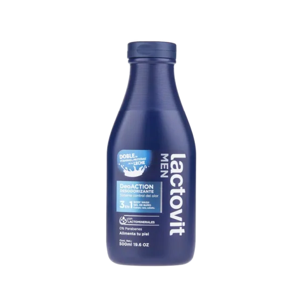 شامپو ۳ در ۱ سر و بدن آقایان لاکتویت مدل Deoaction 500 میلی لیتر