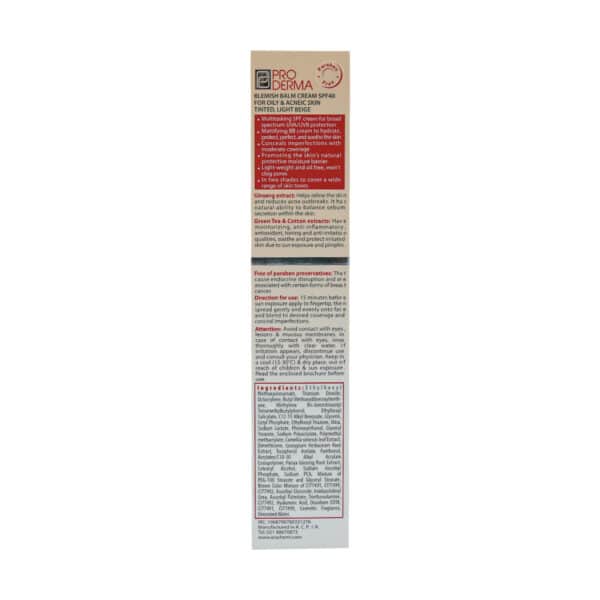 بی بی کرم SPF40 پرودرما مناسب پوست های چرب و جوشدار