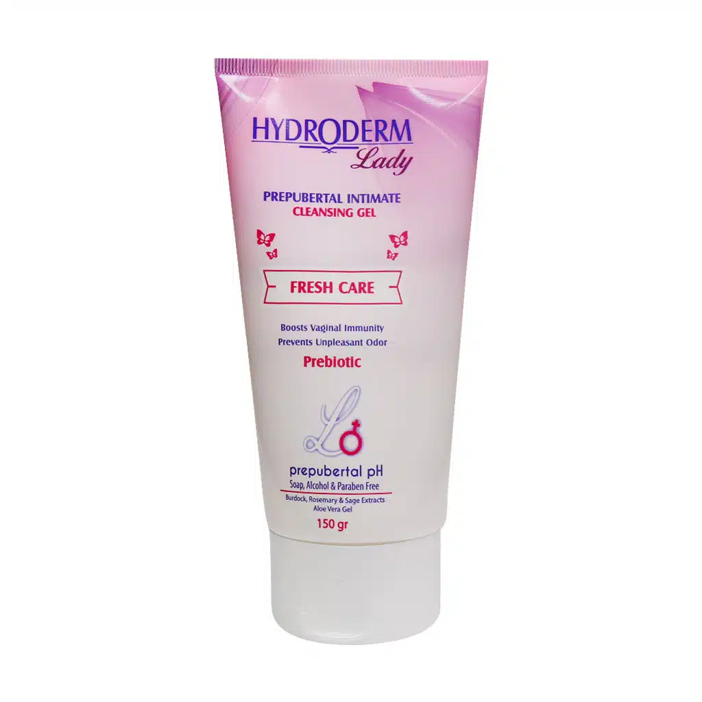 Hydroderm-Prepubertal-Intimate-Cleaning-Gel-150-g-1.jpg.webp ژل بهداشتی دوشیزگان هیدرودرم حاوی پری بیوتیک 150 گرم