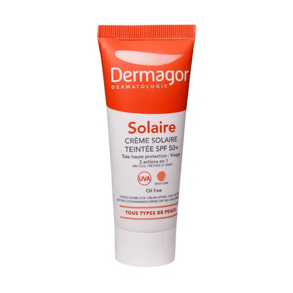 کرم ضد آفتاب SPF 50+ رنگی فاقد چربی 3 در 1 درماگور 40 میلی لیتر - 1