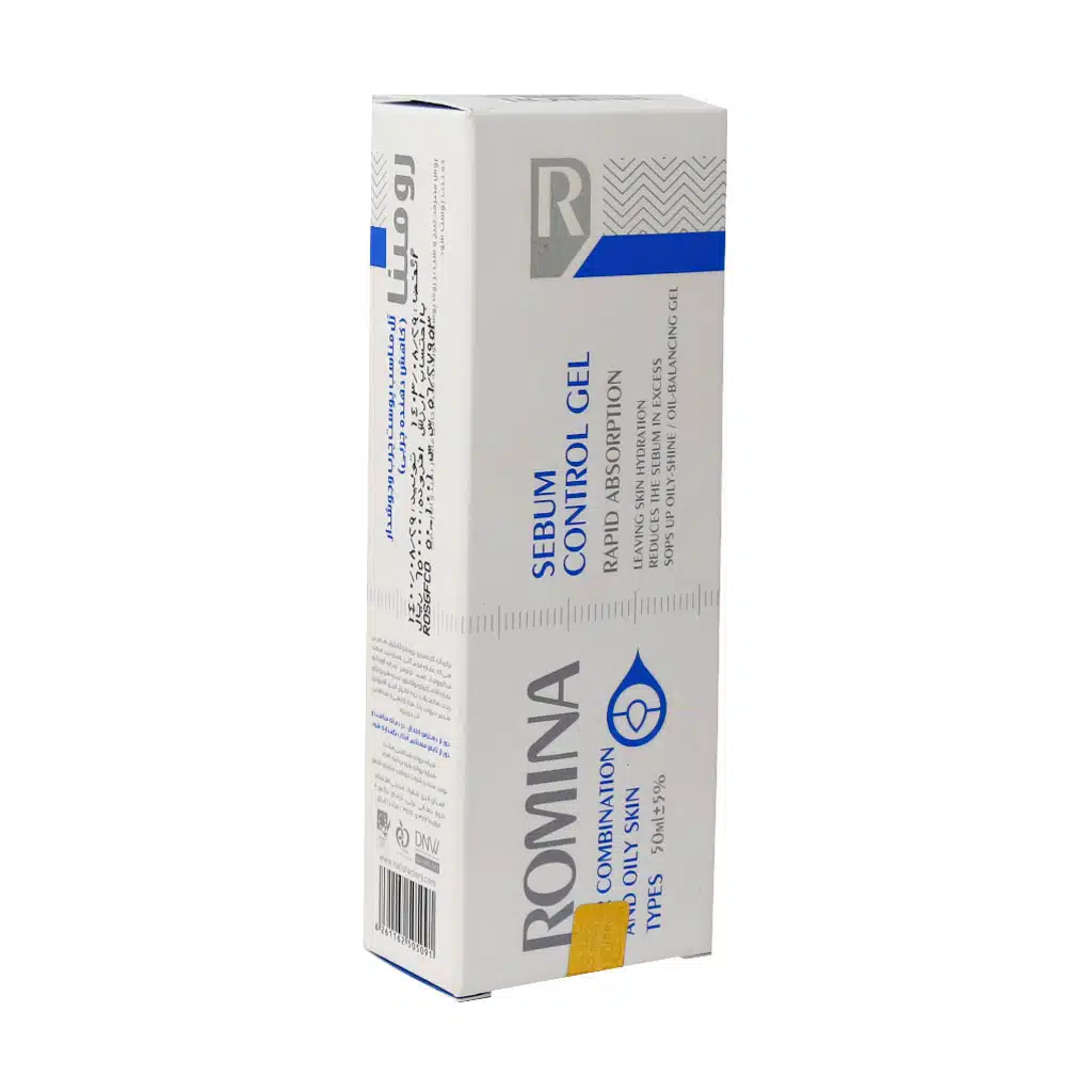 Romina-Sebum-Control-Gel-for-Combination-and-oily-Skins-1.jpg.webp ژل کاهش دهنده چربی پوست چرب و جوشدار رومینا 50 میلی لیتر