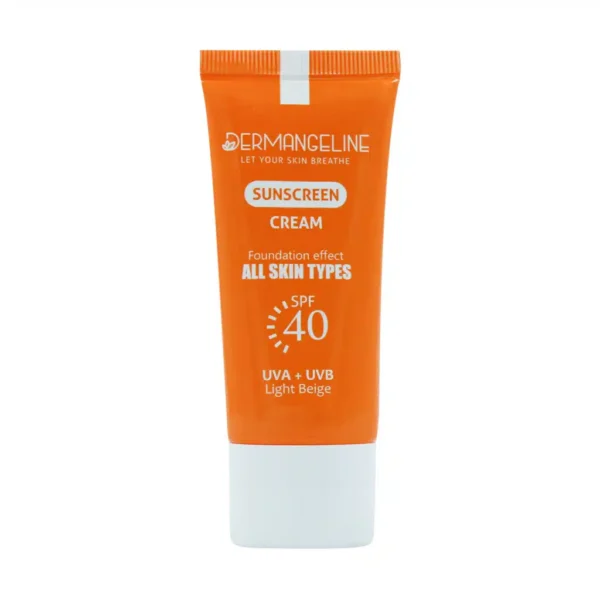 ضد آفتاب کرم پودری SPF40 درم انجلین مناسب انواع پوست 30 میلی لیتر