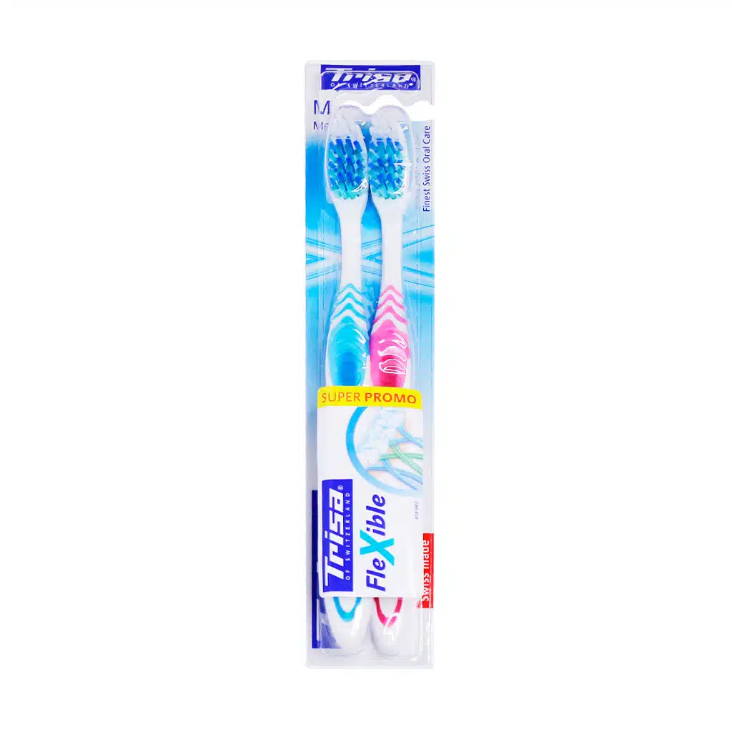 Trisa-Medium-Flexible-Toothbrush-Pack-2-Pcs-abisorati.jpg.webp مسواک دوتایی فلکسیبل تریزا با برس متوسط