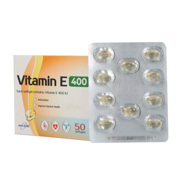 کپسول ژلاتینی ویتامین E 400 واحد آریا دارو 50 عدد