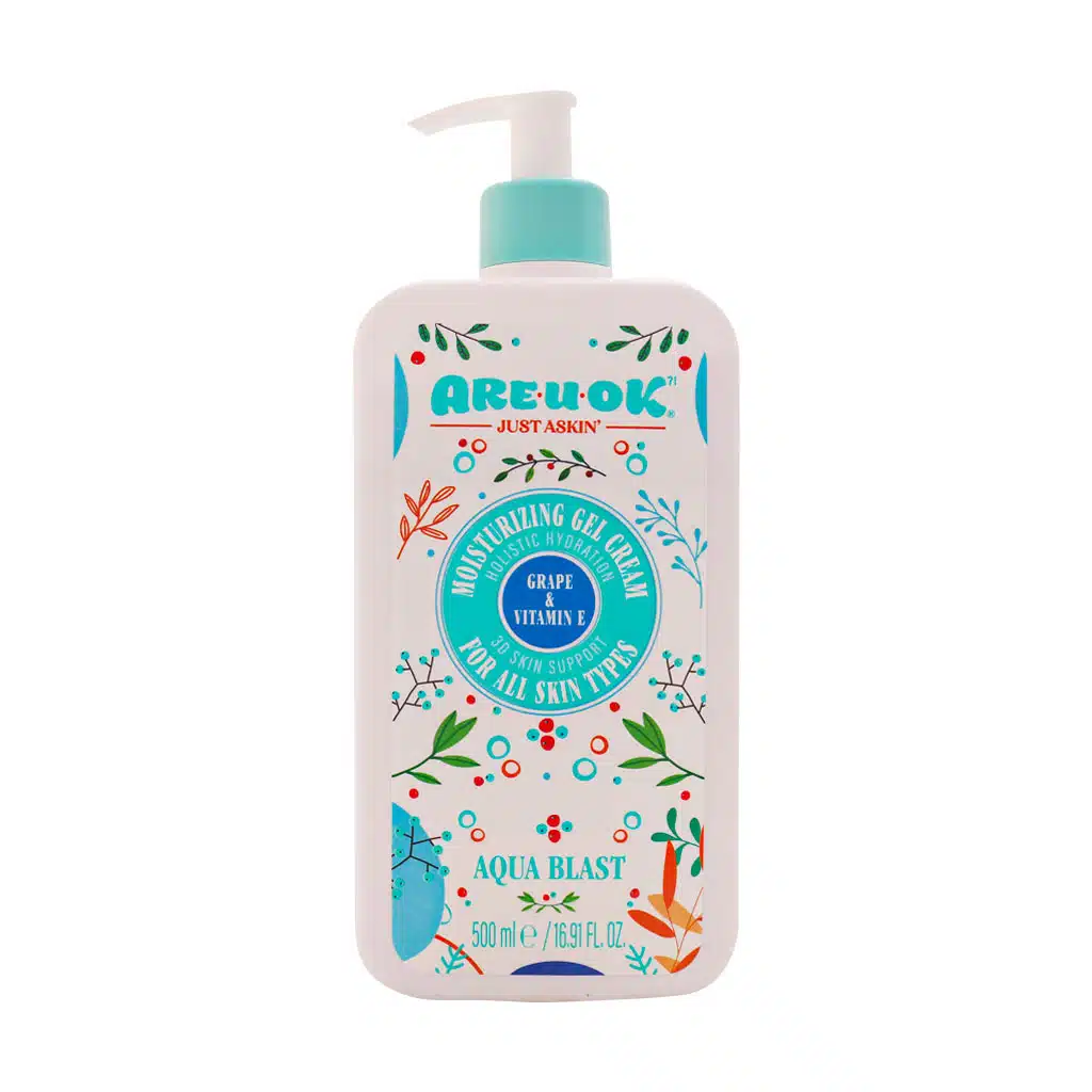 Are-U-Ok-Pumpy-Grape-Moisturizing-Gel-Cream-500-ml.jpg.webp کرم ژل آبرسان پمپی انگور حاوی ویتامین E آر یو اکی 500 میلی لیتر