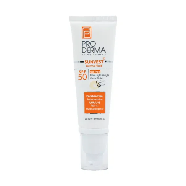 فلوئید ضد آفتاب فاقد چربی SPF50 پرودرما مناسب پوست ‌های چرب و جوش دار 50 میلی لیتر - 1