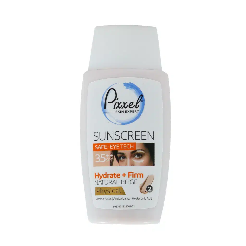 Pixxel-Physical-Safe-Eyetech-SPF35-Sunscreen-50-ml.jpg.webp کرم ضد آفتاب فیزیکی دور چشم و صورت SPF35 پیکسل 50 میلی لیتر