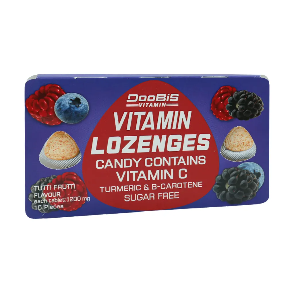 Doobis Vitamin C And Turmeric and B Carotene 15 Pieces قیمت قرص مکیدنی ویتامین C و زردچوبه و بتاکاروتن دوبیس