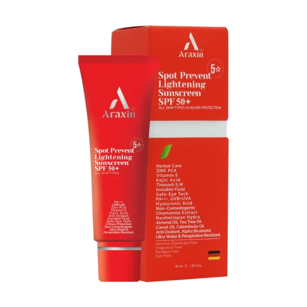 کرم ضد آفتاب روشن کننده و ضد لک SPF50 آراکسین