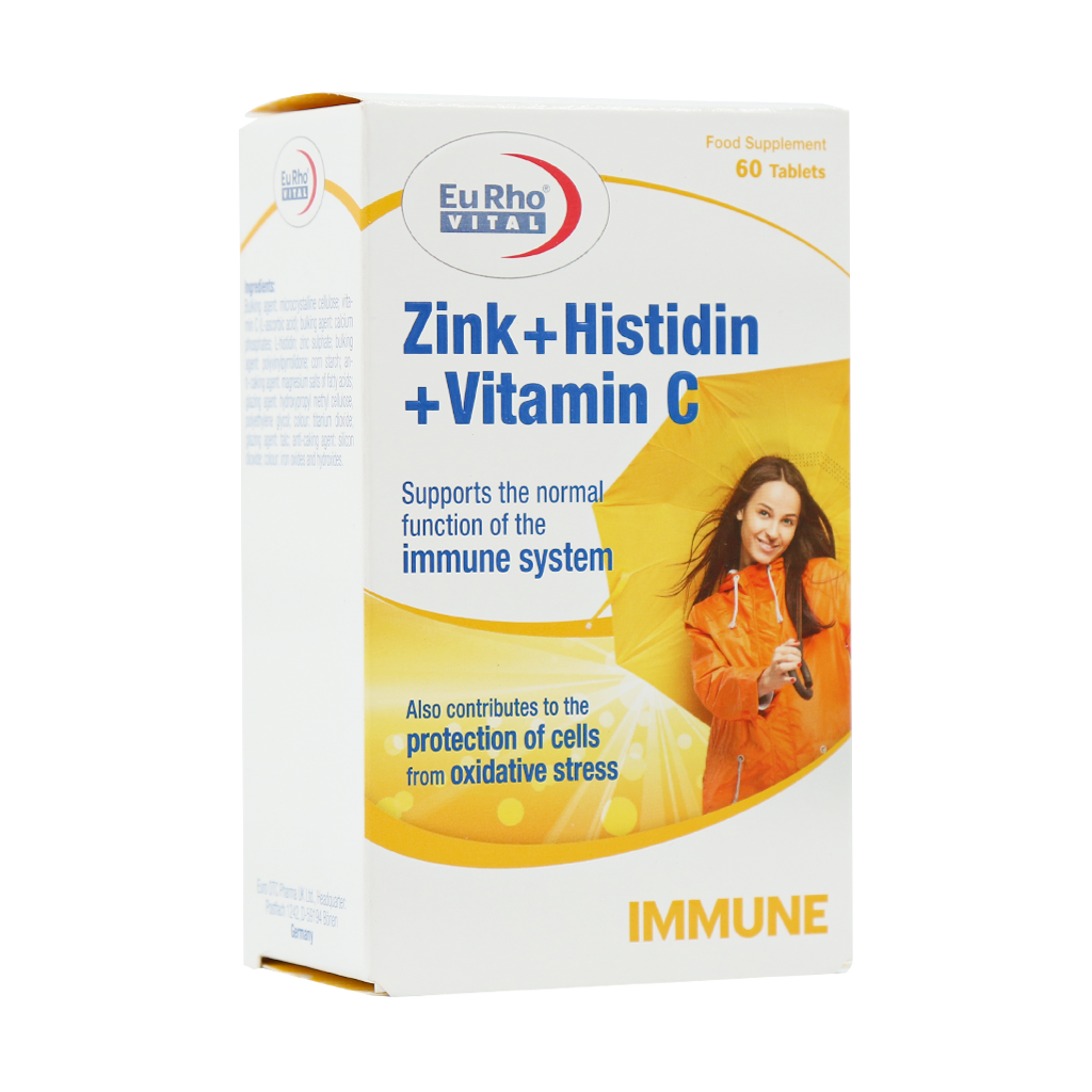 Eurhovital Zinc Histidin And Vitamin C 60 Tablets قیمت قرص زینک هیستیدین و ویتامین C یوروویتال