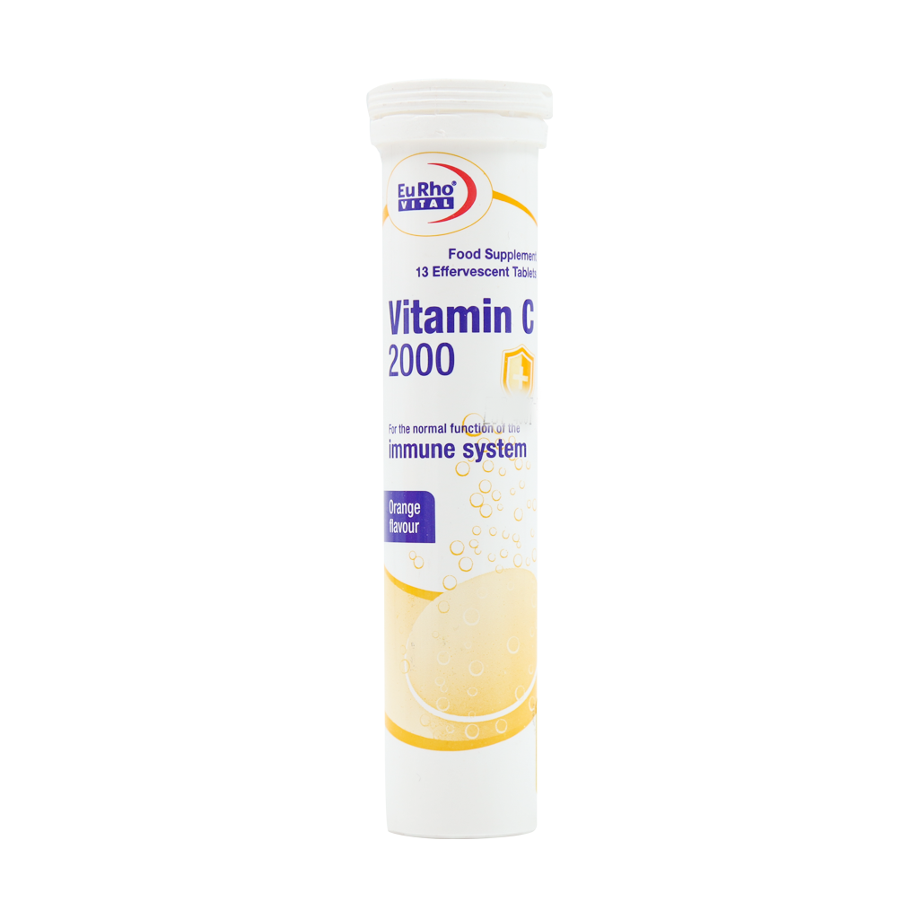 Eurhovital Vitamin C 2000 mg 13 Effervescent Tablets قیمت قرص جوشان ویتامین سی 2000 یوروویتال