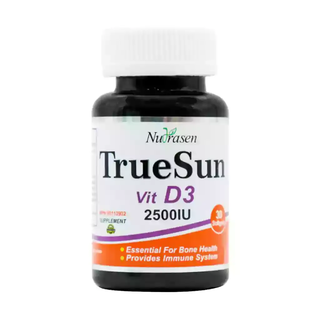Nutrasen Truesun Vit D3 2500 IU 30pcs قیمت سافت ژل ویتامین د3 2500 تروسان نوتراسن
