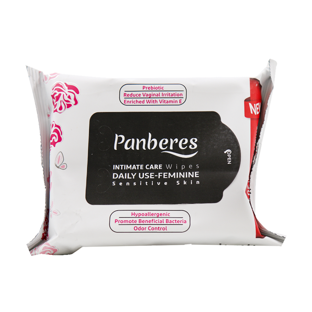 Panberes Sensitive Skin Intimate Care Wipes 25 Pcs قیمت دستمال مرطوب بهداشتی بانوان پوست حساس پنبه ریز