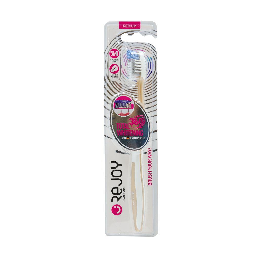 Rejoy Medium 360 Total Whitening Toothbrush kerem قیمت مسواک ریجوی مدل توتال وایتنینگ 360 درجه با برس متوسط