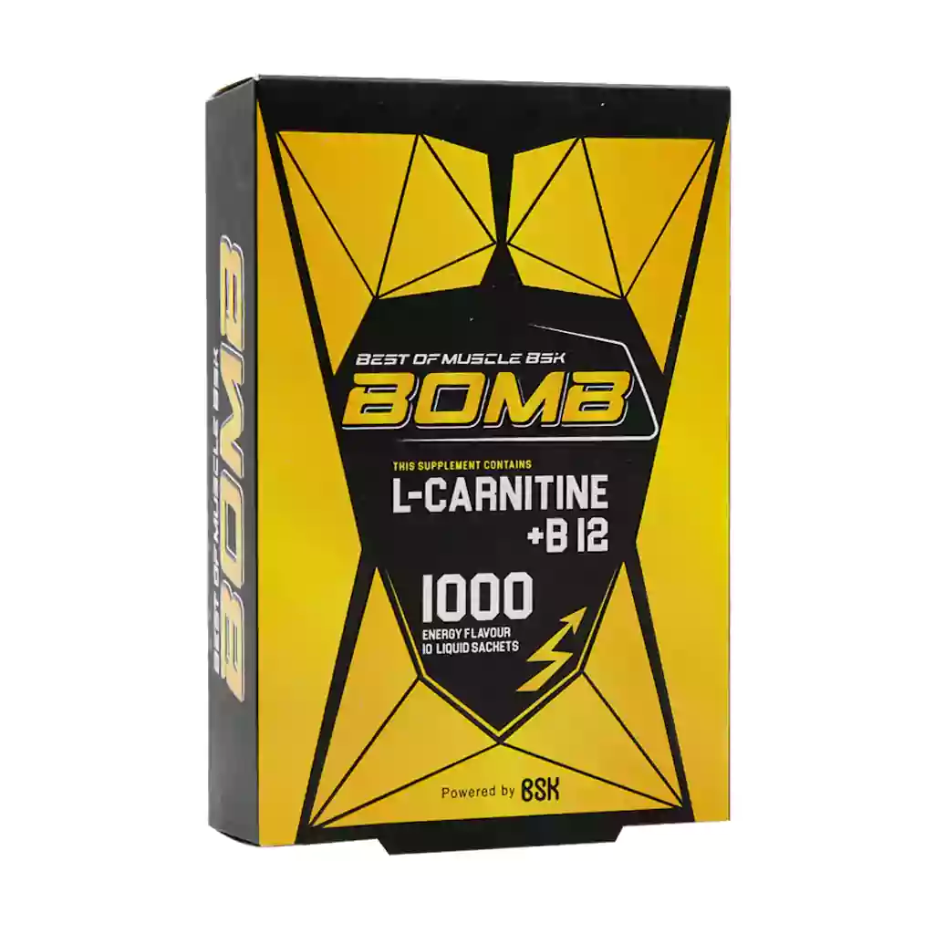 BSK LCarnitine 1000 And Vitamin B12 10 Liquid Sachets قیمت ساشه مایع ال کارنیتین 1000 و ویتامین B12 بنیان سلامت کسری