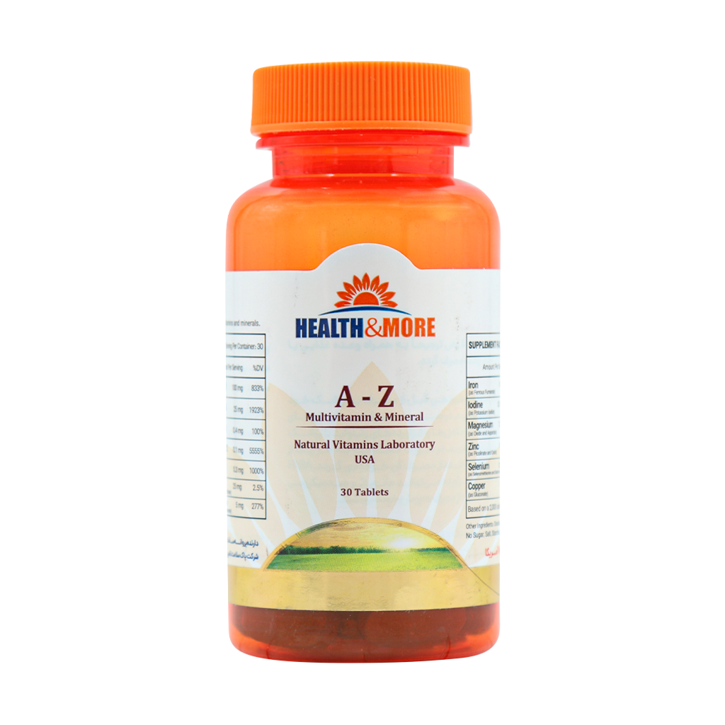 Health And More A-Z Multivitamin And Mineral 30 Tabs قیمت قرص ای تو زد مولتی ویتامین و مینرال هلث اند مور