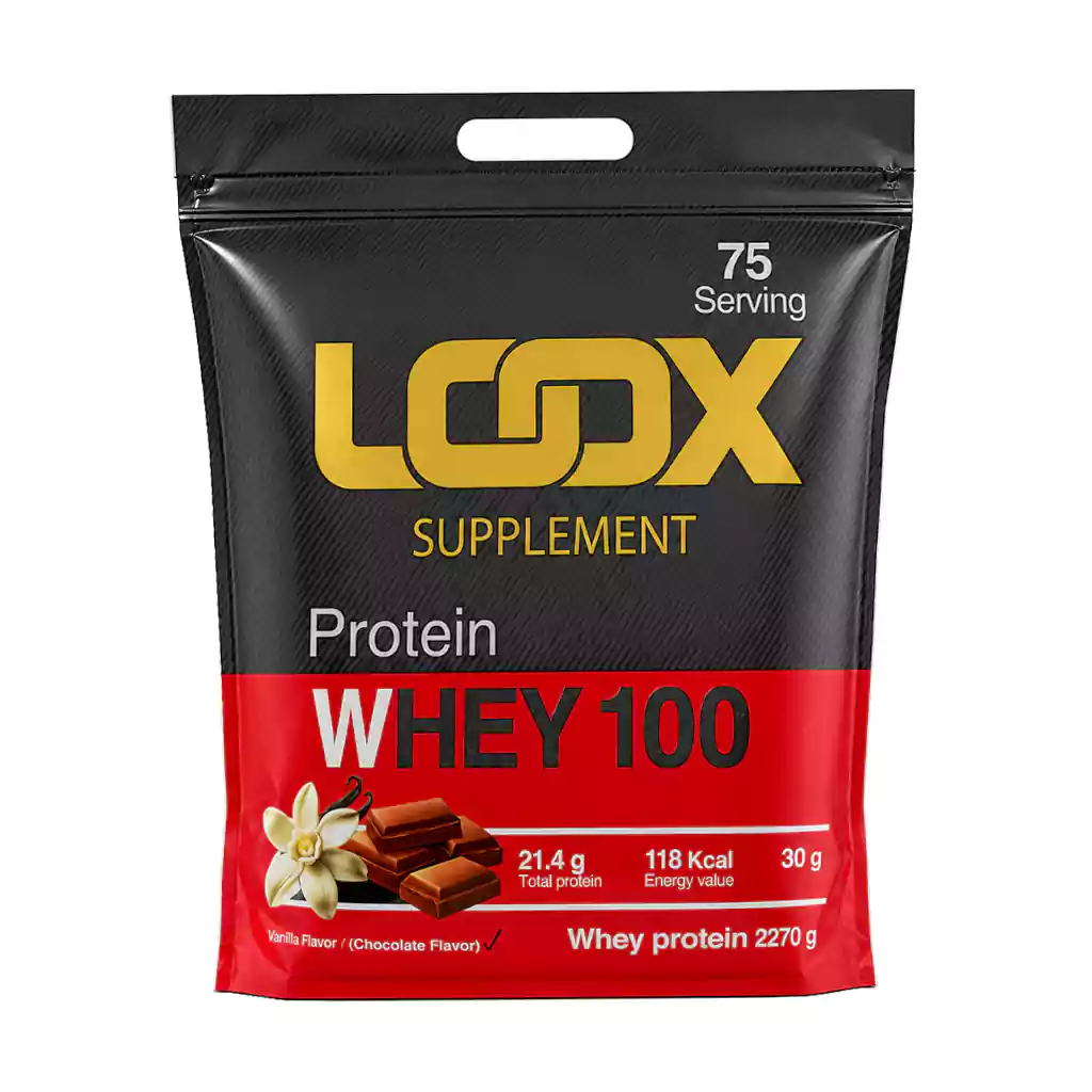 Loox Whey Protein 100 Powder 2270 g قیمت پودر پروتئین وی 100 درصد پاکتی لوکس