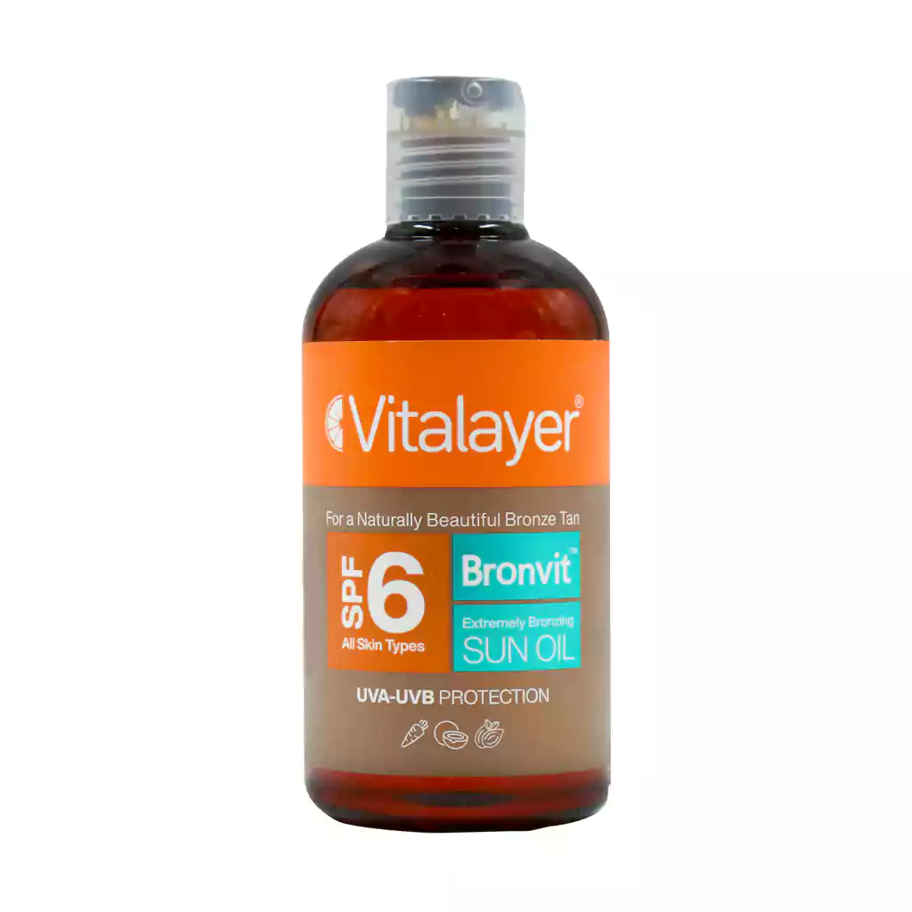 Vialayer SPF6 Bronvit Extremely Bronzing Sun Oil 250 ml قیمت روغن آفتاب برنزه کننده SPF6 برن ویت ویتالیر